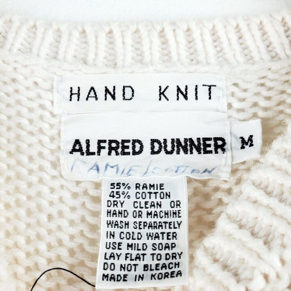 VTG Alfred Dunner Women's White Floral Print Hand Knit Sleeveless Sweater Sz M - Picture 4 of 9